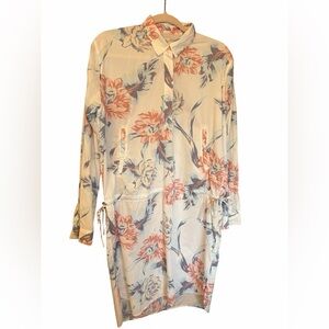 GAP Multicolor Floral Shirt Dress-DrawstringWaist-Side Pockets-Size Medium
